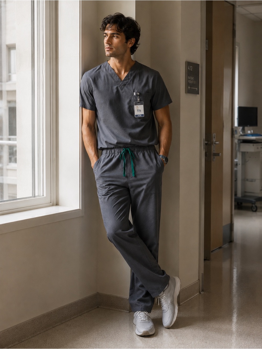 Figs Pisco Men’s Scrub Pants Gray Joggers Medical Healthcare Uniform Drawstring
